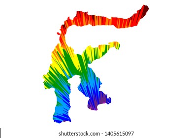 Sulawesi - map is designed rainbow abstract colorful pattern, Celebes (Republic of Indonesia) map made of color explosion,
