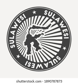 Sulawesi round logo. Vintage travel badge with the circular name and map of the island, vector illustration. Can be used as insignia, logotype, label, sticker or badge of Sulawesi.