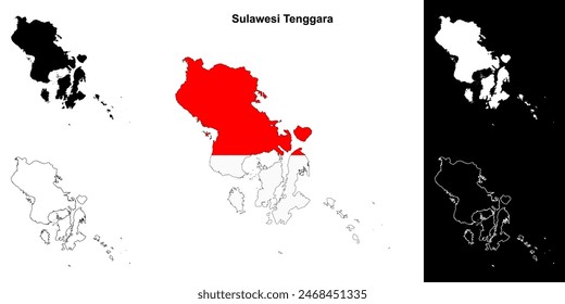 Sulawesi Tenggara province outline map set