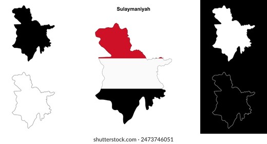 Sulaymaniyah Governorate Outline Karte Set