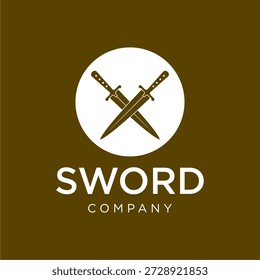 Logotipo de la espada de Suleiman. Emblema de cimitarras cruzadas inspirado en el patrimonio cultural de Oriente Medio