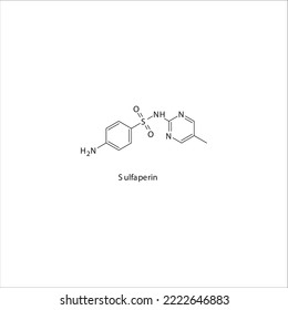 Sulfaperin flat skeletal molecular structure Sulfonamide antibiotic drug used in dihydrofolate, folic acid, dhfr, methotrexate, leprosy treatment. Vector illustration.