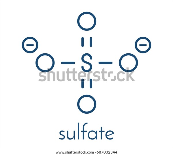 Sulfate Anion Chemical Structure Skeletal Formula Stock