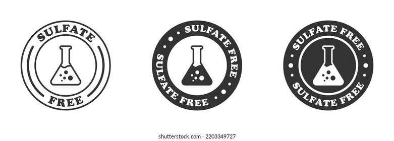 Sulfate free icon. Chemical test tube and lettering. Vector illustration.