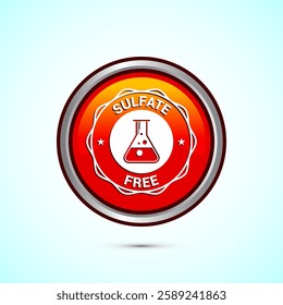Sulfate free icon design illustration. No sulphate badge label for product warranty, Orange color round button design