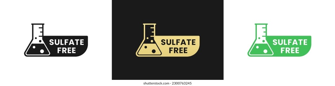 Sulfate-freie Label oder Sulfate-freie Symbol-Vektorgrafik einzeln auf flachem Stil. Bester schwefelfreier Etikettenvektor für Produktverpackungsdesign. Einfaches Sulfat-freies Symbol für das Verpackungsdesign-Element.