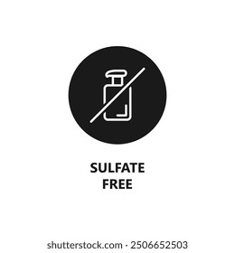Sulfate free sign. No sulfate symbol. Product packaging stamp or label. Eco friendly and organic products. Vector icon