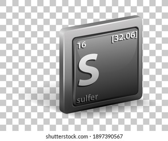 Sulfer chemical element. Chemical symbol with atomic number and atomic mass. illustration