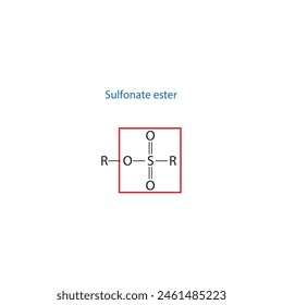 Sulfonate ester molecule skeletal structure diagram.functional group compound molecule scientific illustration on white background.