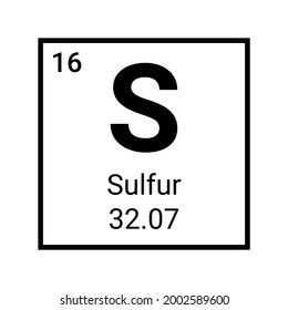 Sulfur atom element periodic table icon. Vector sulfur symbol chemistry