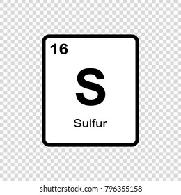 Sulfur chemical element. Sign with atomic number. Chemical element of periodic table.
