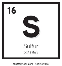 Sulfur Element Vector icon, Periodic Table Element