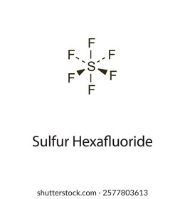 Sulfur Hexafluoride flat skeletal molecular structure Contrast media treatment. Vector illustration scientific diagram.