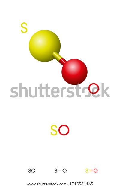 Sulfur Monoxide Molecule Model Chemical Formula Stock Vector (Royalty ...