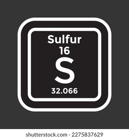 elemento de tabla periódica de azufre, química, ilustración vectorial 