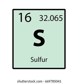 Sulfur periodic table element color icon on white background vector