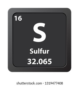 Sulfur	S chemical element icon. The chemical element of the periodic table. Sign with atomic number. 