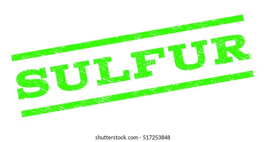 Sulfur watermark stamp. Text caption between parallel lines with grunge design style. Rubber seal stamp with scratched texture. Vector color ink imprint on a white background.