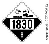 Sulfuric acid chemical warning sign and labels