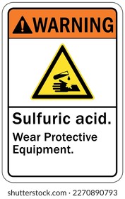 Sulfuric acid chemical warning sign and labels