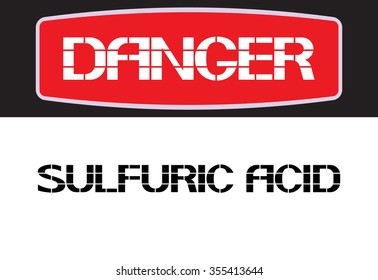 Sulfuric acid.
The label warning poster in the text version, horizontal rectangle.
