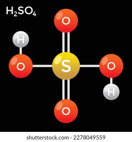 sulfuric acid molecul, chemistry, vector illustration 