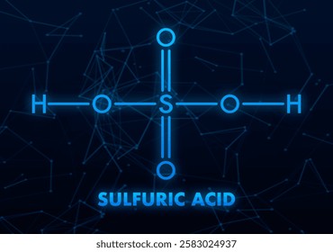 Sulfuric Acid Molecular Structure with Plexus Effect on Dark Background