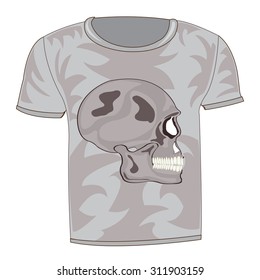 Sulfuric t-shirt decorated a drawing of the skull of the person