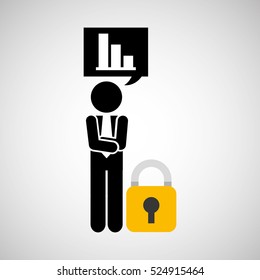 sulhouette businessman graphs security vector illustration eps 10