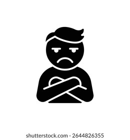 Sulking Face with Arms Crossed Expressing Discontent and Defiance