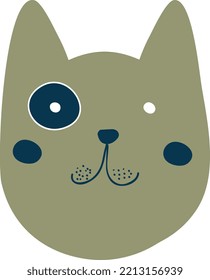 sulky cat head vector illustration