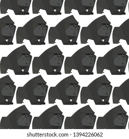 A sulky grey gorilla pattern. Cartoon vector style