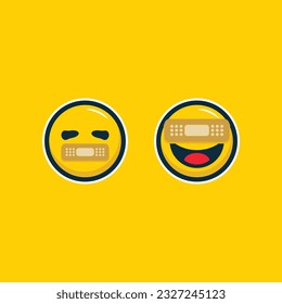 The sulky and happy emoji with the added plaster