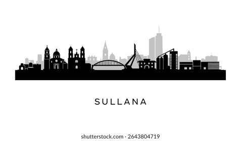 Sullana Peru Skyline Silhouette Vector.