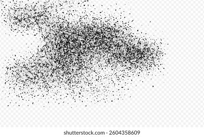 Sullen Dust Vector Transparent Background. Dark Abstract Flour Magazine. Gradient Round Template. Gloomy Powder Circular Certificate. Flying Dirt. Trendy Fraction Design.