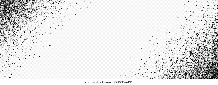 Sullen Flour Vector Transparent Panoramic Background. Gloomy Scattered Gravel Cover. Brush Coal Certificate. Black Grain Fly Card. Grunge Dirt.