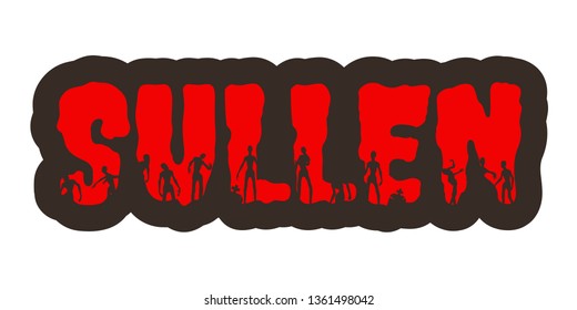 Sullen word and silhouettes on them. Halloween theme sticker