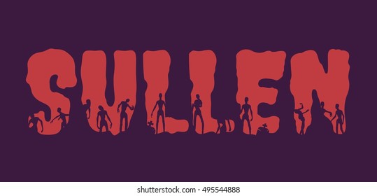 Sullen word and silhouettes on them. Halloween theme background
