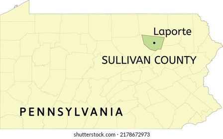 Sullivan County and borough of Laporte location on Pennsylvania state map
