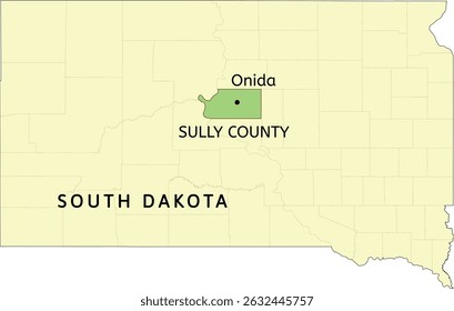 Ubicación en el mapa de Sully County y la ciudad de Onida
