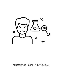 Sulphite, flask, man, ache icon. Element of allergy icon