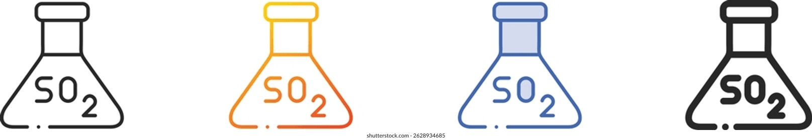 icono de sulfito. Diseño lineal delgado, degradado, trazo azul y estilo atrevido aislado sobre fondo blanco