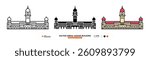 Sultan Abdul Samad Building Line Icon. Kuala Lumpur, Malaysia, Landmark, Silhouette, Color Vector, Editable Stroke.
