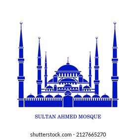 Sultan Ahamed Moschee Vektorsymbol. Sultan Ahamed Moschee blauen Vektorgrafik. Das Symbol der blauen Moschee.