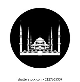 Sultan Ahamed Mosque vector icon. Sultan Ahamed Mosque black and white vector illustration. Blue Mosque icon.