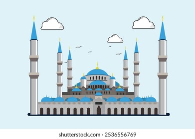 Sultan Ahmed Blue Mosques Turkey Culture Building Islamic historical Illustration