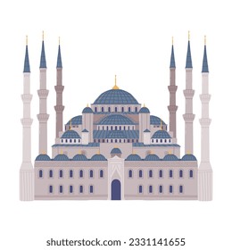 Sultan Ahmed Mosque or Blue Mosque as Traditional Istanbul Symbol Vector Illustration