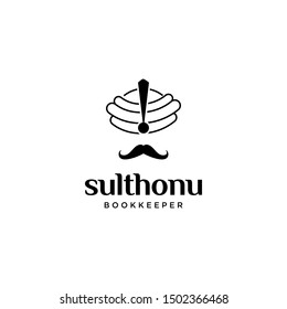 sultan bookkeeper logo with Mustache and crown sultan as sign
