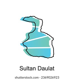 Sultan Daulat map City. vector map of province Aceh capital Country colorful design, illustration design template on white background