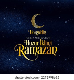 Sultan of eleven months, the climate of peace, welcome, the city of Ramadan, Vector Islamic Background. Welcome Ramadan Month (Turkish Hosgeldin Ya Sehri Ramazan, imsakiye), istanbul silhouette of Blu